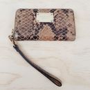 [ MICHAEL KORS ] Womens Leather Snakeskin Zip around Wristlet Wallet Purse