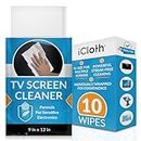 iCloth XL Screen Cleaner Wipes for TVs, in-Car Screens, Computers, Laptop, Smart Home Displays, Tablet & Electronics Devices - Pre-Moistened & Streak Free - Safe on All Screens - Pack of 10