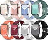 Mastten 8 Pack Sport Straps Compatible with Apple Watch Strap 38mm 40mm 41mm for Women Men, Soft Silicone Replacement Band for Apple Watch Series 9 / iWatch Series 9 8 7 6 5 4 3 2 1 SE, Light Colour