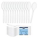 Premium Hard Plastic Clear Cutlery Sets - Reusable & Dishwasher Safe - 100 Pack Spoons, Forks, Knives, and Small Dessert Spoons for Parties, Weddings (Small Spoons)
