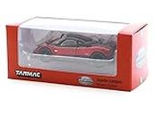Pagani Zonda Cinque Bianco Rosso Dubai Red Metallic and Black Global64 Series 1/64 Diecast Model by Tarmac Works T64G-TL021-RE