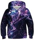 SunFocus Hoodie Kid 3D Cool Galaxy Sweatshirt Long Sleeve Print Graphic Hooded Pullover Casual Hoody Jumper with Pocket for Autumn Winter Outfit XL