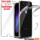 Custodia in gel trasparente con protezione schermo vetro temperato per iPhone 11 Pro Max 6s 7 8