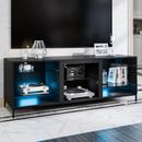 Wade Logan® Caily 62.75" TV Stand for TVs up to 70 inch w/ Smart APP Controlled RGB LED Light Wood in Black | Wayfair