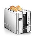 Chefman 2-Slice Digital Toaster, Pop-Up, Stainless Steel, Extra-Wide Slots For Bagels, Defrost, Reheat, Cancel Functions, Removable Crumb Tray, Stainless Steel - Digital