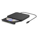 Hitachi LG External CD/DVD Drive | Portable Player Burner for Laptop, PC, Smartphone | USB Type-C | Multi OS (Window, Mac, Android, Fire) (GP96Y Black)