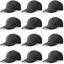 NOBONDO 12 Pack Unisex Baseball Caps - Bulk Wholesale Blank Plain Adjustable Hats for Men & Women, Black, Medium-XX-Large