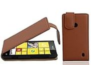 cadorabo Case works with Nokia Lumia 520 in COGNAC BROWN - Flip Style Case made of Smooth Faux Leather - Wallet Etui Cover Pouch PU Leather Flip
