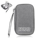 Electronic Organizer Travel Case, Cable Organizer Bag All-in-One Charger Organizer Pouch Portable Waterproof Cord Storage Bag for Cable Chargers Power Bank USB SD Card (Gray)