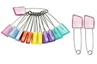 Ghelonadi 12pcs Baby Kids Cloth Diaper Pins Stainless Steel Safety Pins with Plastic Lock Nappy Pins Multicolor (Big)