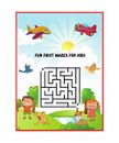 Fun First Mazes for Kids: Maze Learning Activity Book For Kids 4-6 6-8 years old