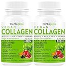 HERBAGENIX Collagen Supplements For Men, Marine Peptides Booster Powder With Biotin, Hyaluronic Acid, Vitamin C, E Helps Skin Whitening & Glow Protein Vegan Supplement-120 Tablets (No Gummies Pack2)