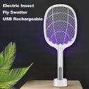 2 In1 Fruit Fly Swatter Mosquito Killer Electric Bug Zapper Racket LED Lighting