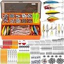 PLUSINNO Fishing Lures for 12 Rigs, Tackle Box with Included Crankbaits, Spoon, Hooks, Weights and More Accessories, 353 Pcs Lure Baits Gear Kit Freshwater Bass…