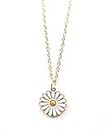 Dulcett Fashion Daisy Pendant Necklace for Women and Girls, Flower Pendant Chain, White Colour Pendant for Girls and Women, Charm Pendant for Women and Girls