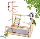 Parrot Playground Bird Play Stand, Bird Activity Stand Wood Perch Gym with Ladde