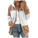 Offers, Coupons And Sale - Deals Winter Coats for Women Long Sleeve Zip Up Fuzzy Fleece Open Front Hooded Cardigans Jacket Outerwear with Pocket