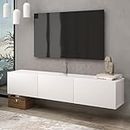 Atelier Mobili Floating TV Stand, TV Stand up to 75 inch TV, Floating TV Stand Wall Mounted, Floating Entertainment Center, Floating Shelf for Under TV, Floating TV Console (Pure White)