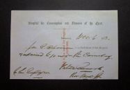 REPLICA  1873 MEDICAL SICK NOTE  FROM  HOSPITAL FOR CONSUMPTION & CHEST DISEASES