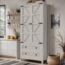 64.5" Tall Kitchen Pantry Storage Cabinet Cupboard with Barn Doors & 2 Drawers