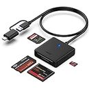 Memory Card Reader, BENFEI 4in1 USB 3.0 and USB-C to SD Micro SD MS CF Card Reader Adapter, 4 Cards Simultaneously Read and Write, Compatible with iPhone 15 series, MacBook Pro/Air 2023, and More