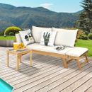Durable Adjustable  Patio Convertible Sofa with Thick Cushion-White