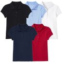 Girl's Short Sleeve Stretch Pique Polo Shirts School Summer 3-Button 4-20