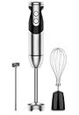 MegaWise 3-in-1 Immersion Hand Blender, Powerful 12-Speed Stick Blender with Sturdy Titanium Plated Stainless Steel Blades