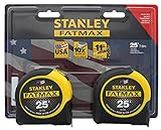 Stanley FMHT74038 Two Pack of Fatmax Easy-Read 25 Foot Tape Measures with Polyester Coated Nylon Blades