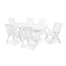 POLYWOOD® Vineyard Folding Chair 7-Piece Farmhouse Outdoor Dining Set w/ Trestle Legs Plastic in White | 38.5 H x 148 W x 113 D in | Wayfair