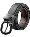 WELROG Reversible Kids Belts for Boys - Black Leather belt for Boys and Girls 4-12 Years