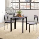 Foldable Dining Table Set for 2, Drop-Leaf Kitchen Table with 2 Chairs Grey