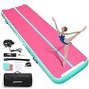 HMTAOLIFE Gymnastics Mat Air Tumble Track[with SHOULDER STRAP], 6.6/10/13/16/20ft Inflatable Training Mat for Kids, Thickness Floor Mat with Air Pump for Home/Water Fun/Gym/Yoga/Training/Cheerleading