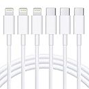 USB C to Lightning Cable 3Pack 6FT [Apple MFi Certified] iPhone Fast Charger Cable USB-C Power Delivery Charging Cord Compatible with iPhone 14/13/12/11/XS/Max/XR/X/8/iPad, White
