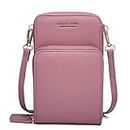 Women's Handbags, Shoulder Bag, Mobile Phone Bags, Shoulder Bag, 3 Zip, Pouch with Multiple Card Slots, Purse for iPhone 5/6/7/8 Plus/X XR/11/12 Pro, Three Layers - Pink, Einheitsgröße, cute
