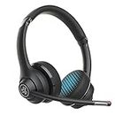 JLab Go Work Wireless On Ear Headsets with Microphone - 45+ Playtime PC Bluetooth Headset and Multipoint Connect to Laptop Computer and Mobile - Wired or Wireless Headphones with Microphone