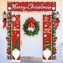 Lets Joy Bannière de Noël, Banderole Joyeux Noel, Décorations de Porche de Noël Bannière Rouge, Bannières Suspendues, Merry Christmas Signe de Porche de Noël Bannière Decoration Noel Exterieur