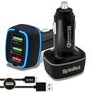 SpinBot ChargeUp 3 Ports 30W Quick Charge 3.0 Car Charger Fast Charging (with iPhone Cable)