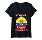 Damen Ecuador Is Calling And I Must Go - Stolz Ecuadorianer T-Shirt mit V-Ausschnitt