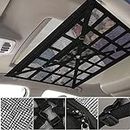 Car Ceiling Cargo Net Pocket, Adjustable Cross Strap Strengthen Load Car Ceiling Storage Net, Double Layer Mesh Car Organizer with Zipper, 31.5 * 21.6" Car Interior Accessories for Camping Traveling