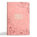 KJV Holy Bible, Giant Print with Cross-References, Pink LeatherTouch with Floral Cover Design, Thumb Index, Ribbon Marker, Red Letter, Full-Color Maps, Easy-to-Read MCM Type, King James Version