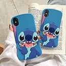 iPhone 6 / 6s Blue Stitch Phone Case Soft Silicone Slim Fit Cute Cartoon Lovely Fashion Cover,Cool Cases for Kids Boys Girls (Slim Stitch, iPhone 6/6s)