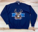 VINTAGE Sweatshirt Mens Large Blue Crewneck Pullover Nature Hunting Outdoors USA