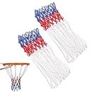 DGHOME 2 Pcs Heavy Duty Basketball Net Replacement, Braided Multicolor Basketball Net Fits Standard 12 Loop Basketball Hoop for Indoor or Outdoor Gym Equipment, Strong and Durable