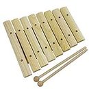 A-Star Wooden Xylophone, Children's Musical Instrument, 8 Notes with Pair of Wood Beaters