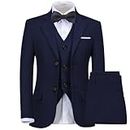 Lycody Boys Suit Kids 5 Piece Tuxedo Suit Set for Teen Boys Formal Dresswear, Navy Blue-b, 3 Years