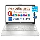 HP 15.6" Business Laptop, Free Microsoft Office 2021 with Lifetime License, HD Touchscreen Display, Intel 6-Core i3-1215U 4.4 GHz, 8GB RAM, 256GB PCIe SSD, Long Battery Life, Windows 11 Pro, Silver