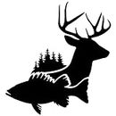 NBFU Decals Fish Deer Whitetail Hunting Forest (Black) (Set of 2) Premium Waterproof Vinyl Decal Stickers for Laptop Phone Accessory Helmet Car Window Bumper Mug Tuber Cup Door Wall Decoration