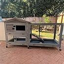 Outdoor Rabbit Hutch Indoor Bunny House on Wheels Large Guinea Pig Cage with Run for Any Small Animals,Removable Pull Out Tray…