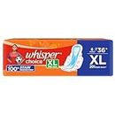WHISPER CHOICE SANITARY PADS, 6 XL PADS, UPTO 100% STAIN PROTECTION ALL DAY, LONGER LENGTH FOR BETTER COVERAGE, 20% WIDER BACK, DRY TOP SHEET, WITH WINGS